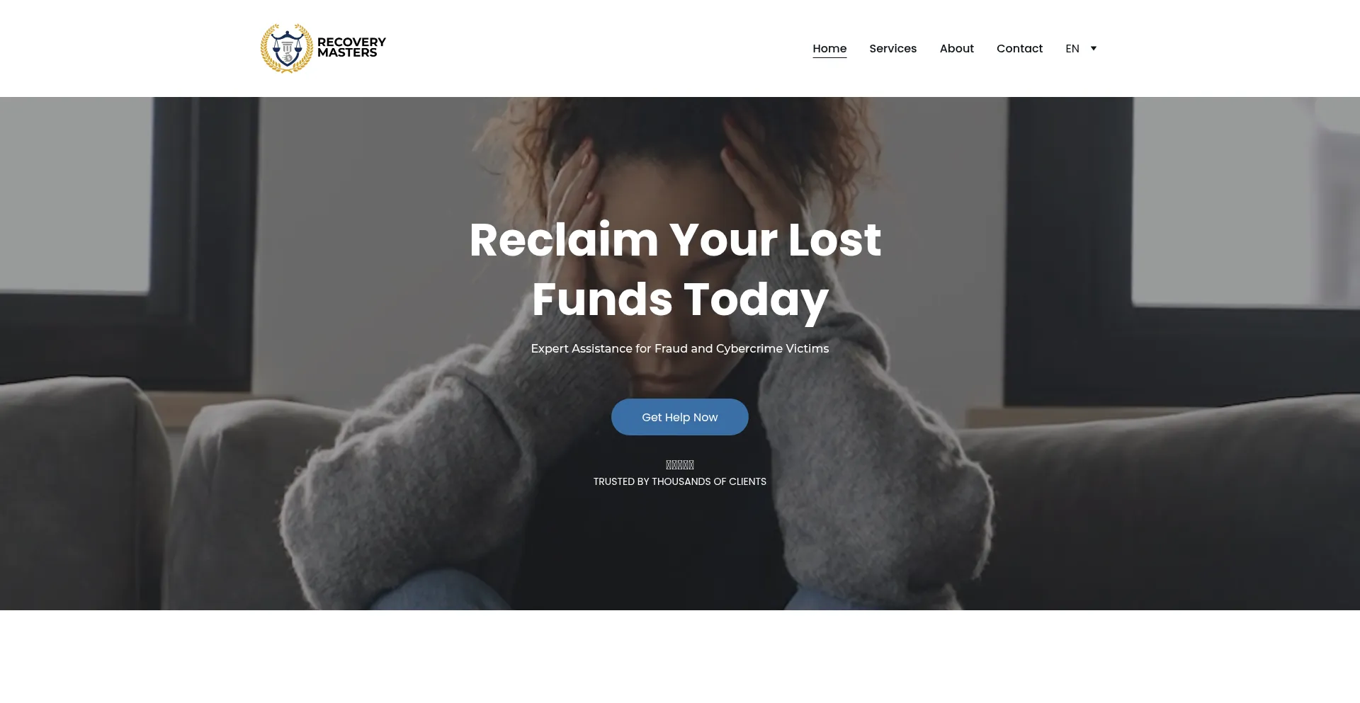 Website screenshot of Recoverymasters.org