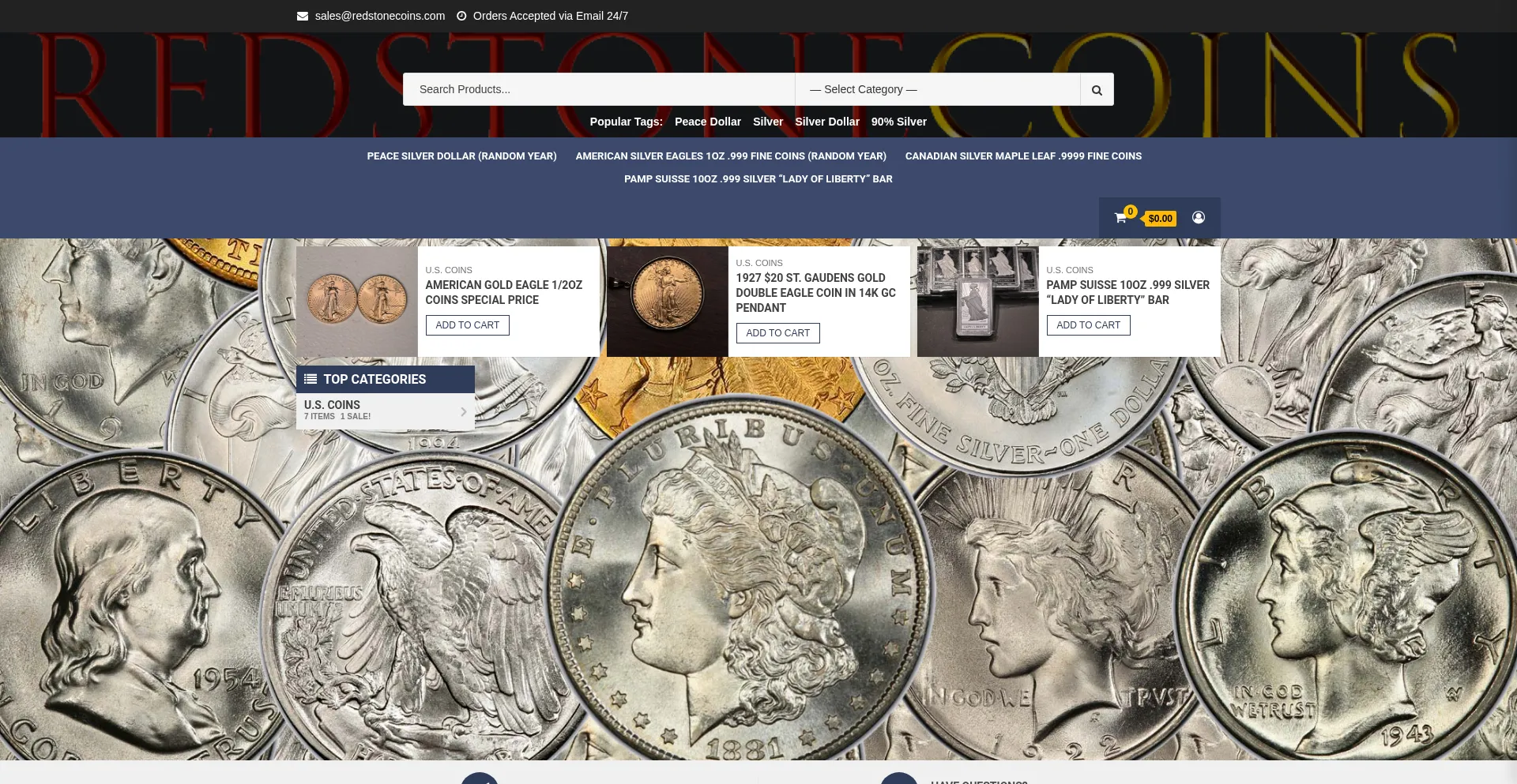 Website screenshot of Redstonecoins.com