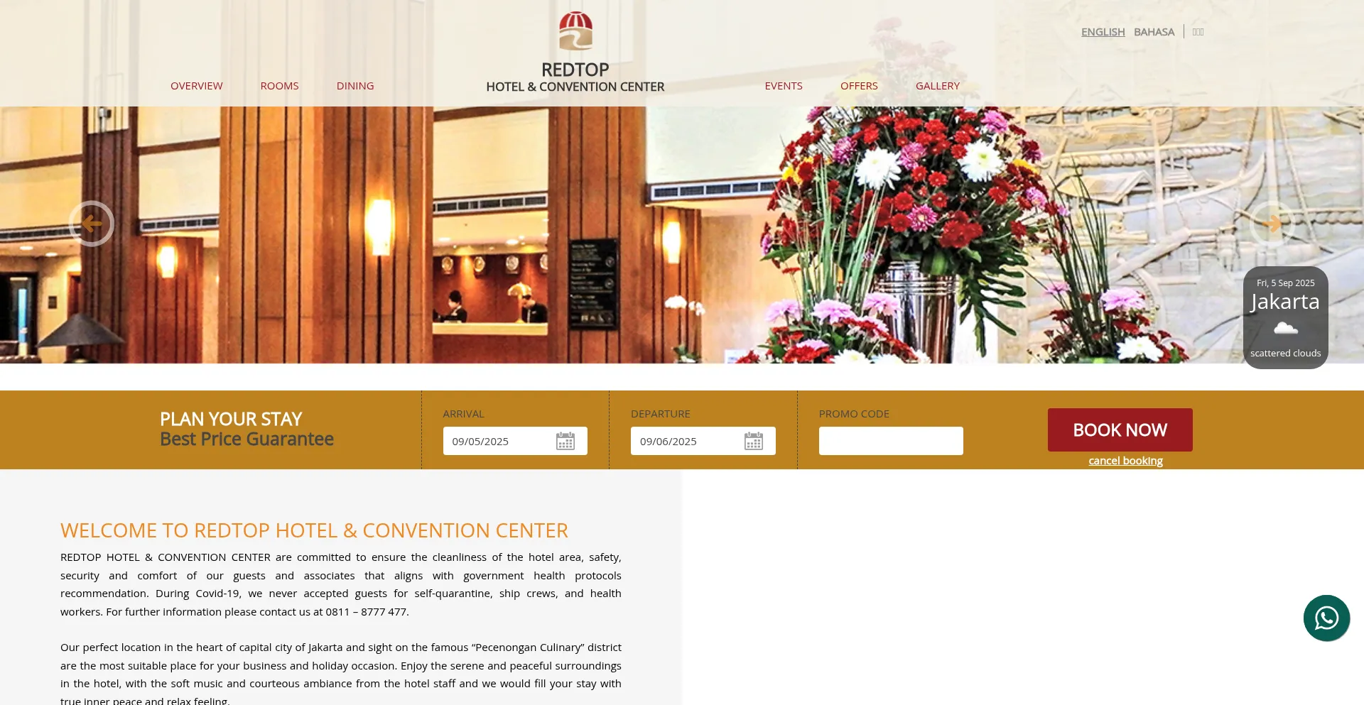 Website screenshot of Redtophotel.com
