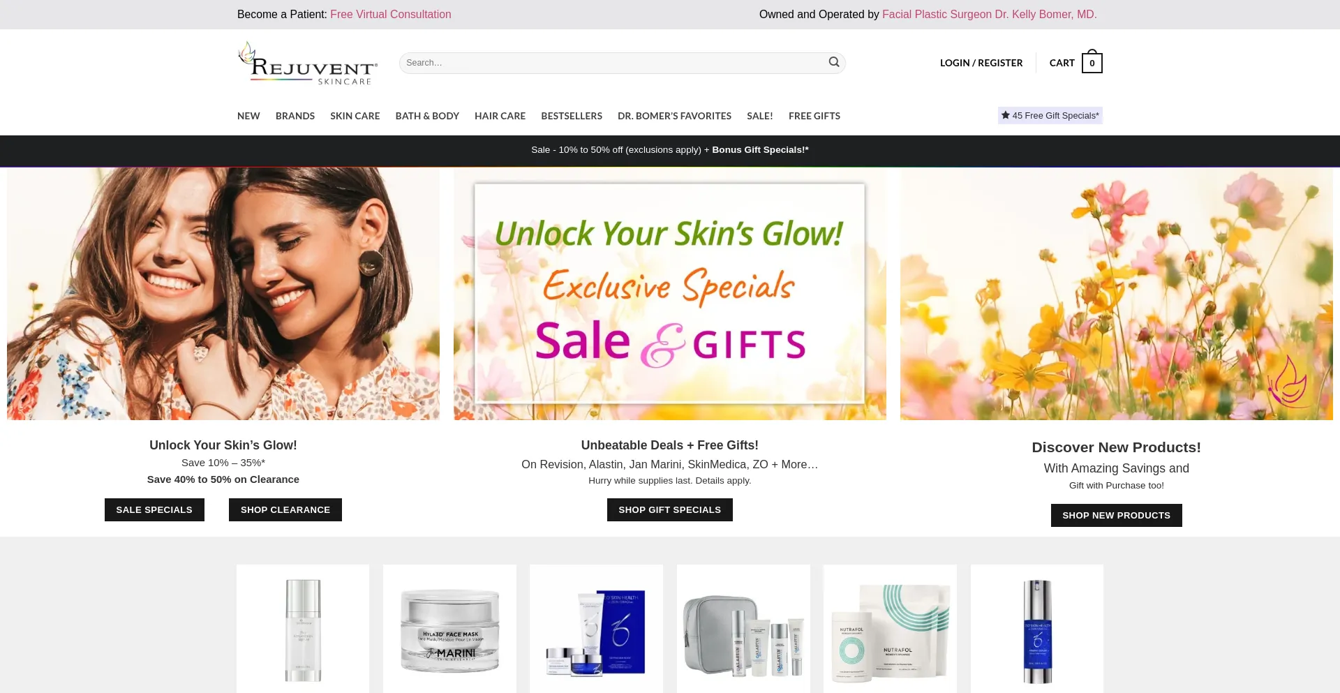 Website screenshot of Rejuventskincare.com