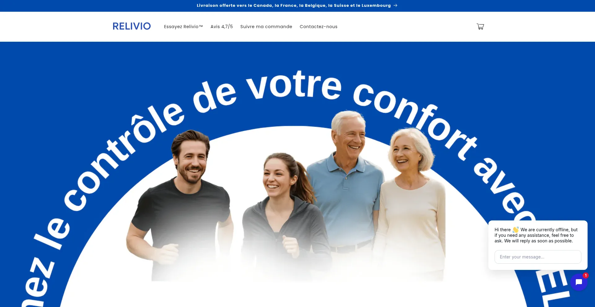 Website screenshot of Reliviorelief.com