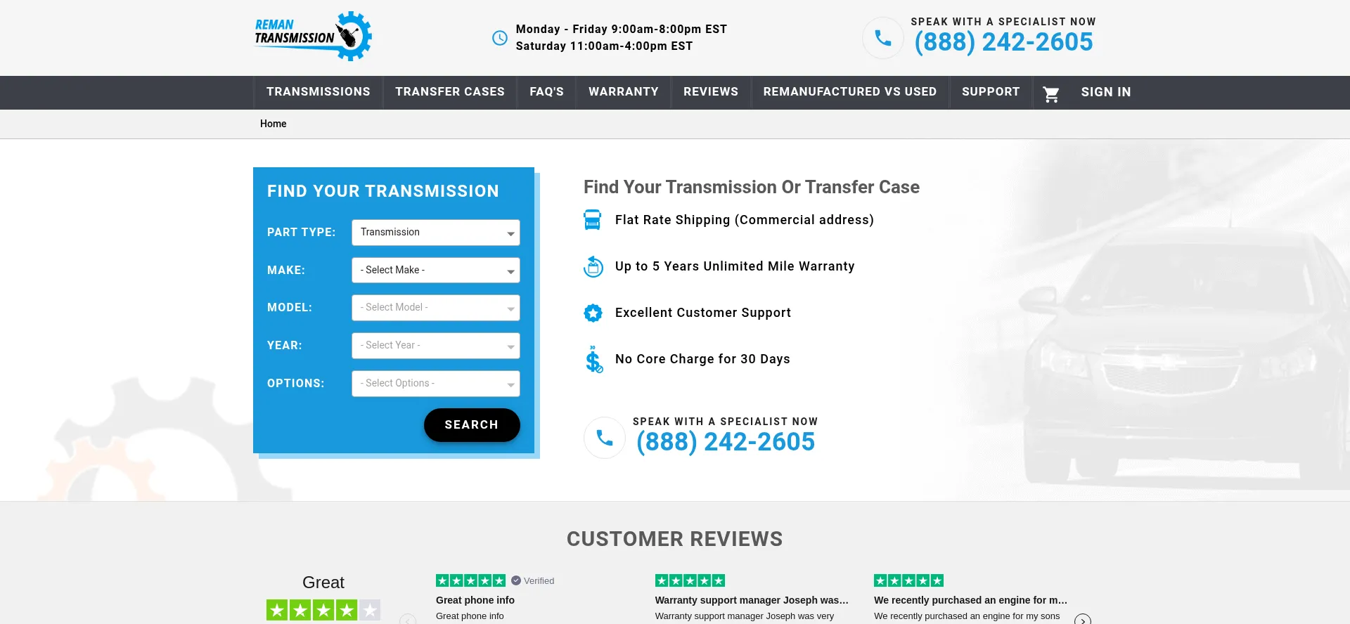 Reman-transmission.com Screenshot