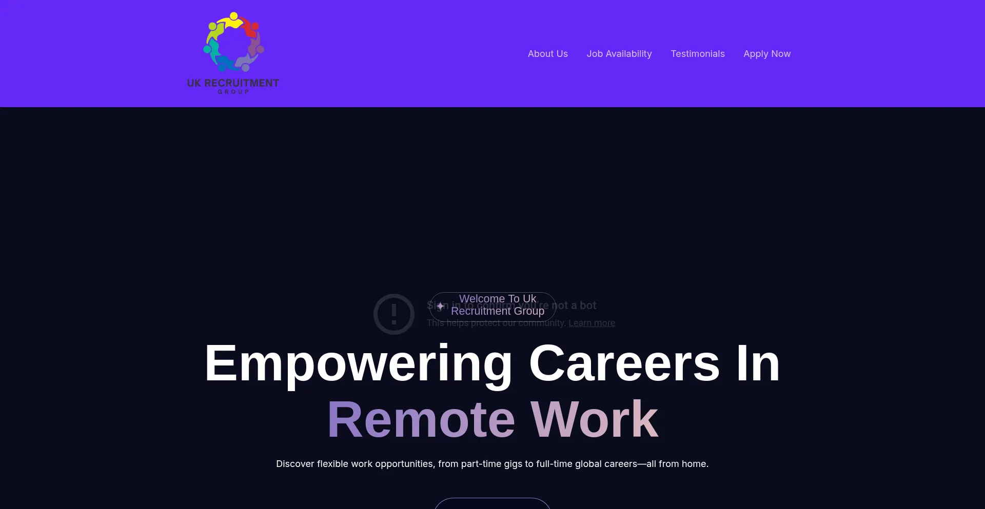Website screenshot of Remotecareersuk.com
