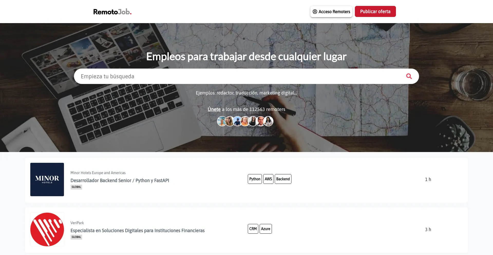 Website screenshot of Remotojob.com