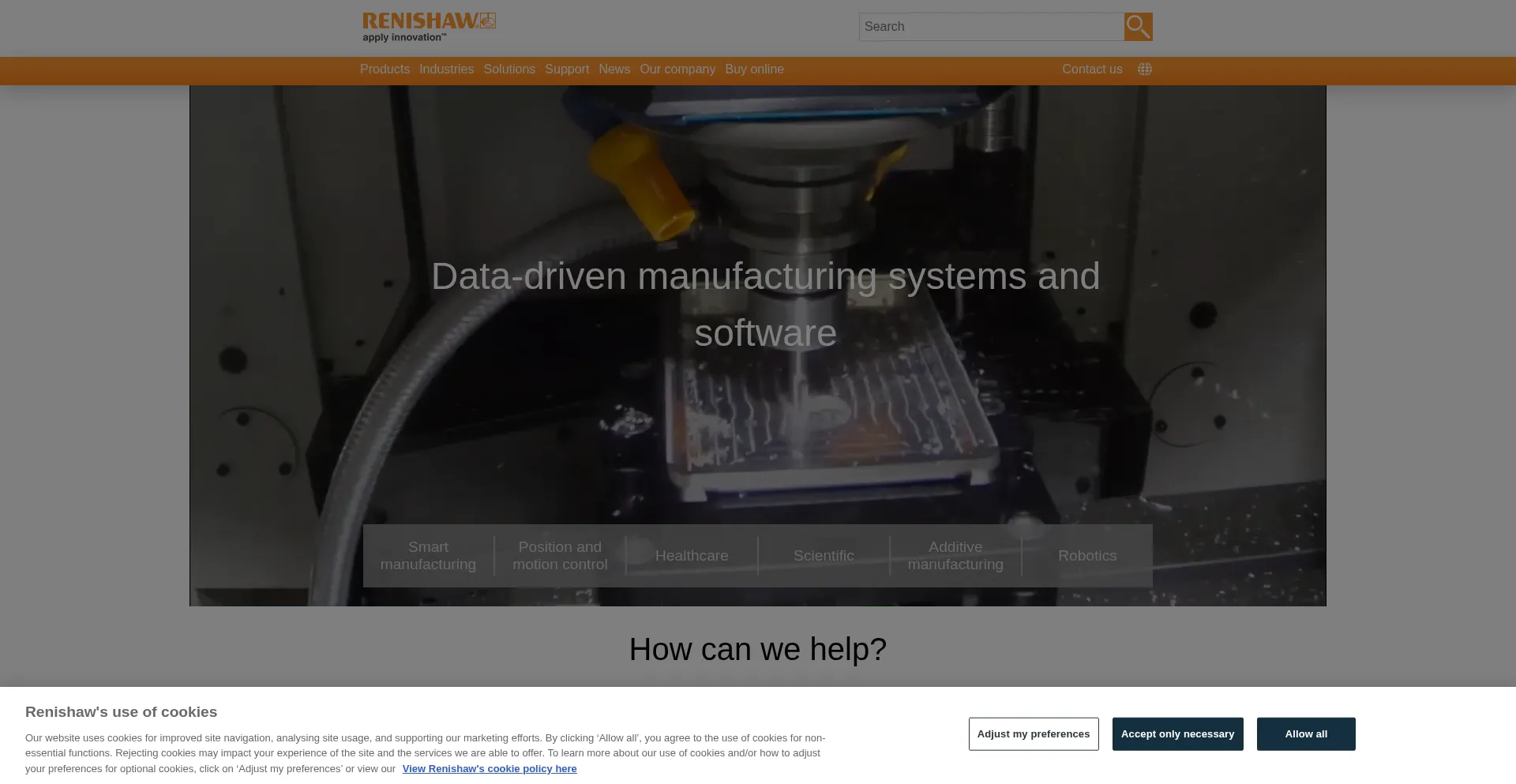 Website screenshot of Renishaw.com