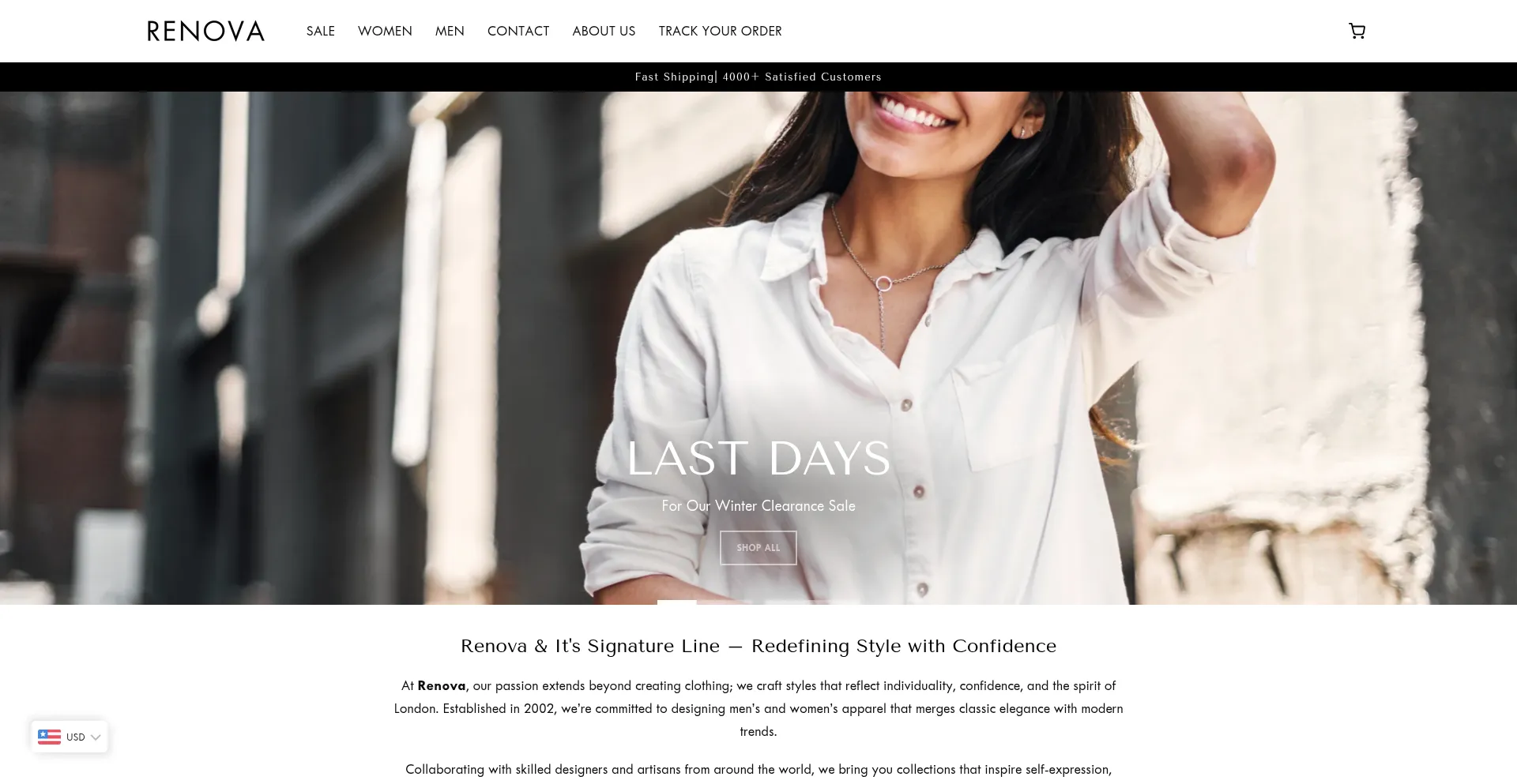 Website screenshot of Renova-fashion.com