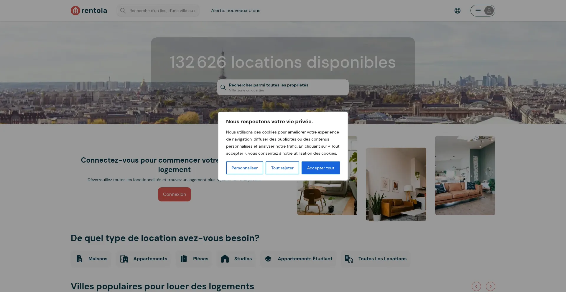 Website screenshot of Rentola.fr