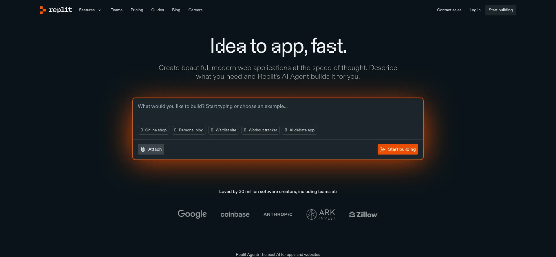 Website screenshot of Replit.dev