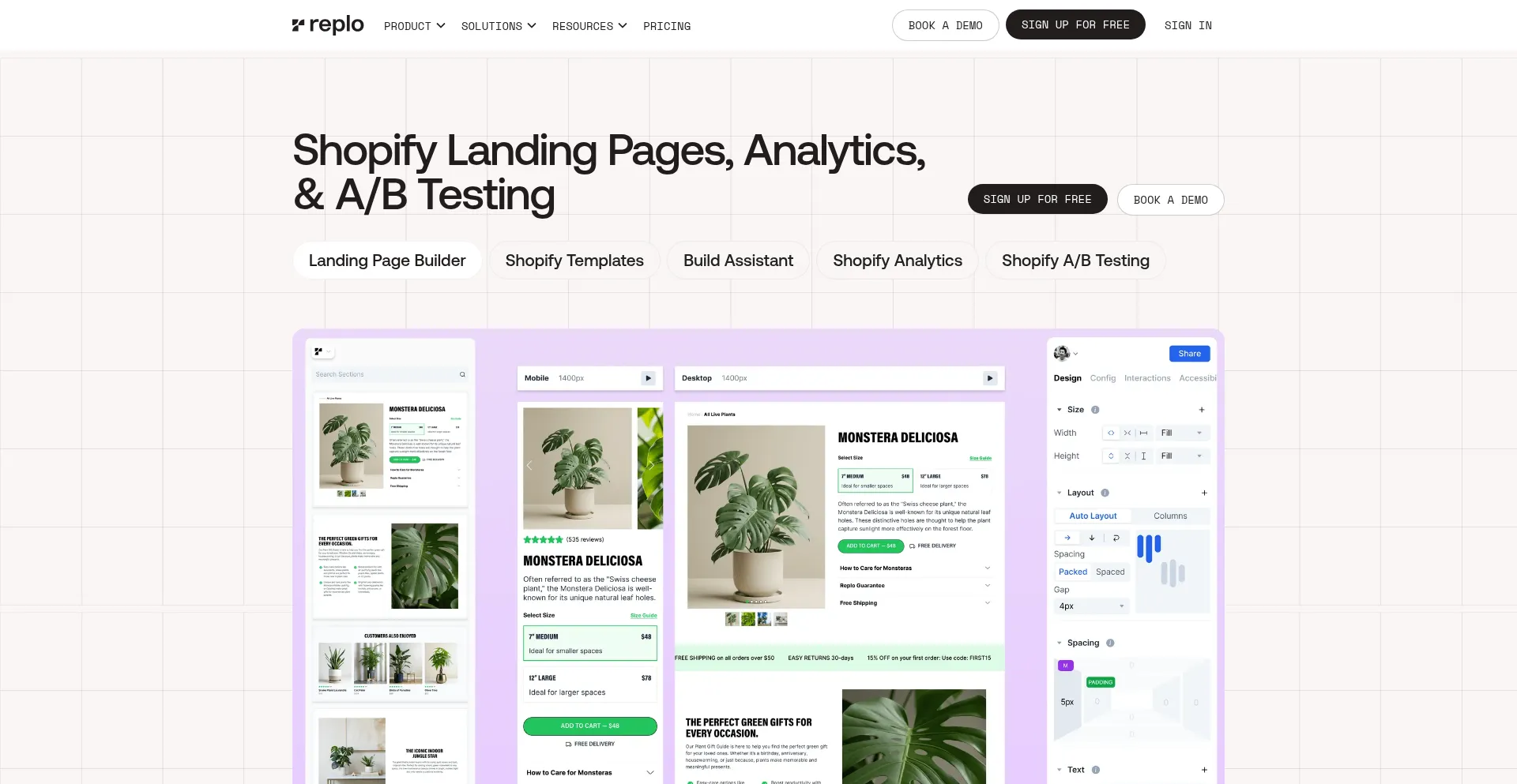 Website screenshot of Replo.app
