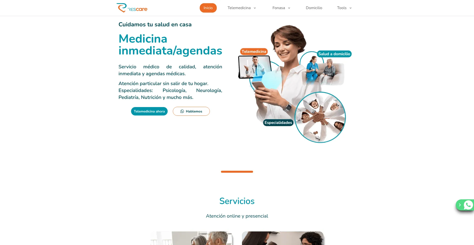 Website screenshot of Rescare.cl