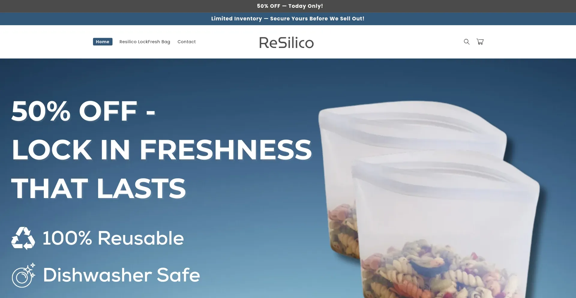 Website screenshot of Resilico.shop