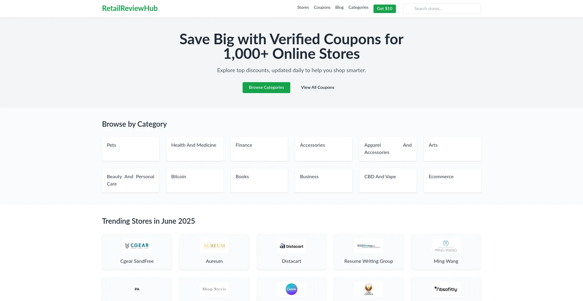 Website screenshot of Retailreviewhub.com