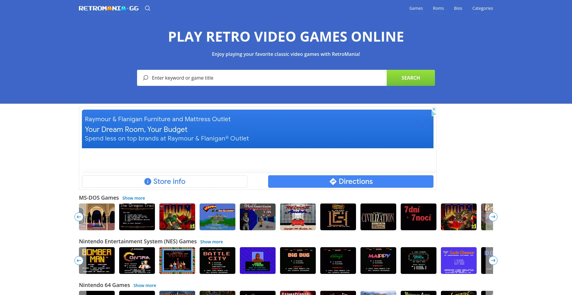 Website screenshot of Retromania.gg