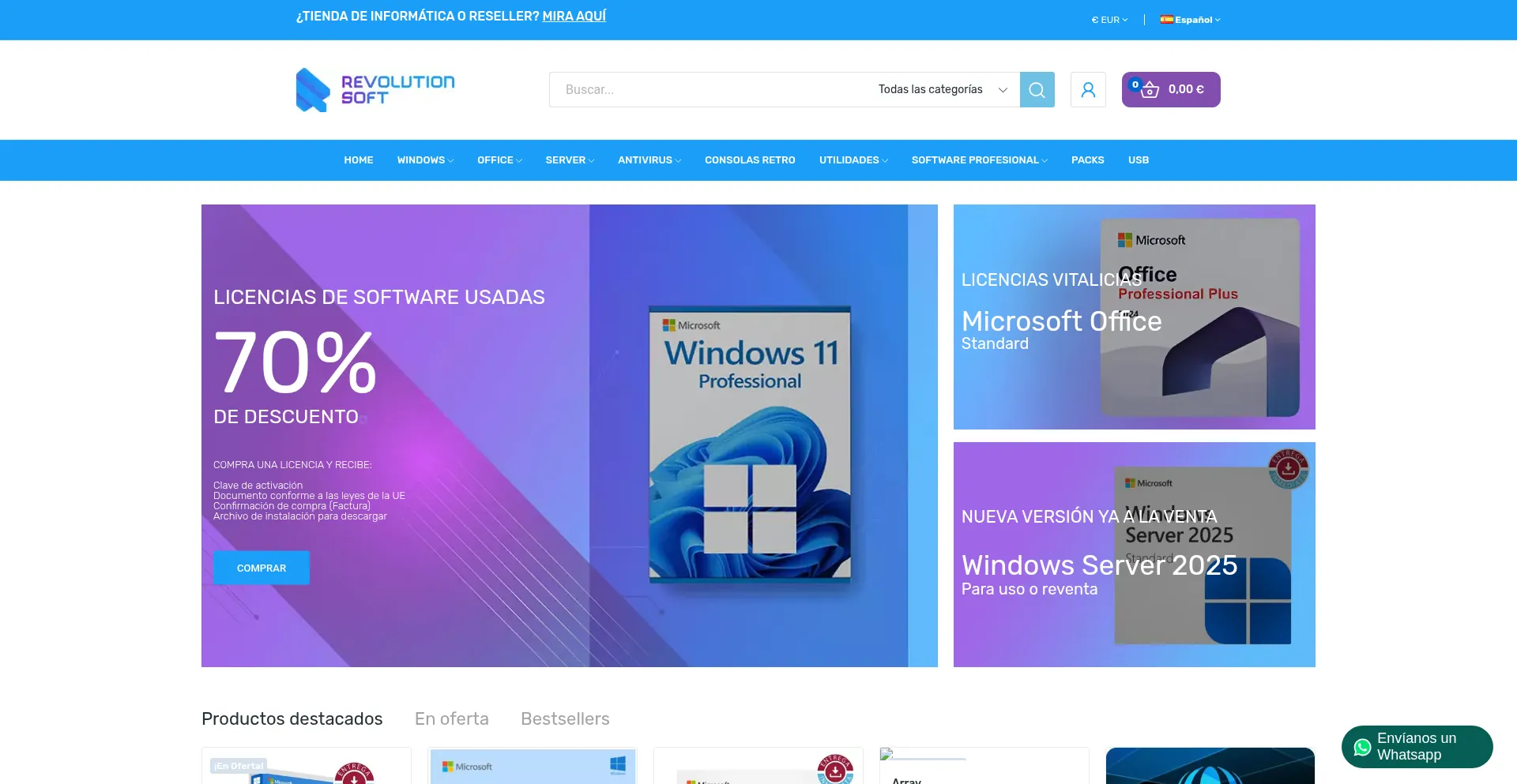 Website screenshot of Revolutionsoft.net
