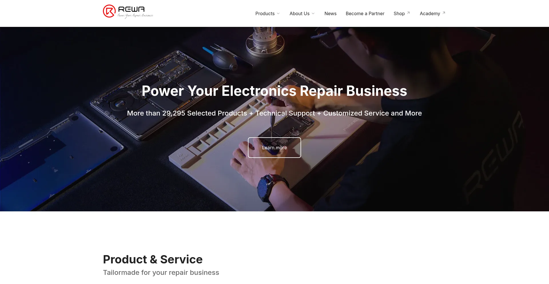 Website screenshot of Rewa.tech