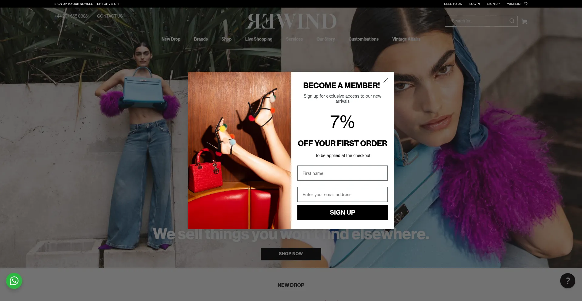 Website screenshot of Rewindvintage.co.uk