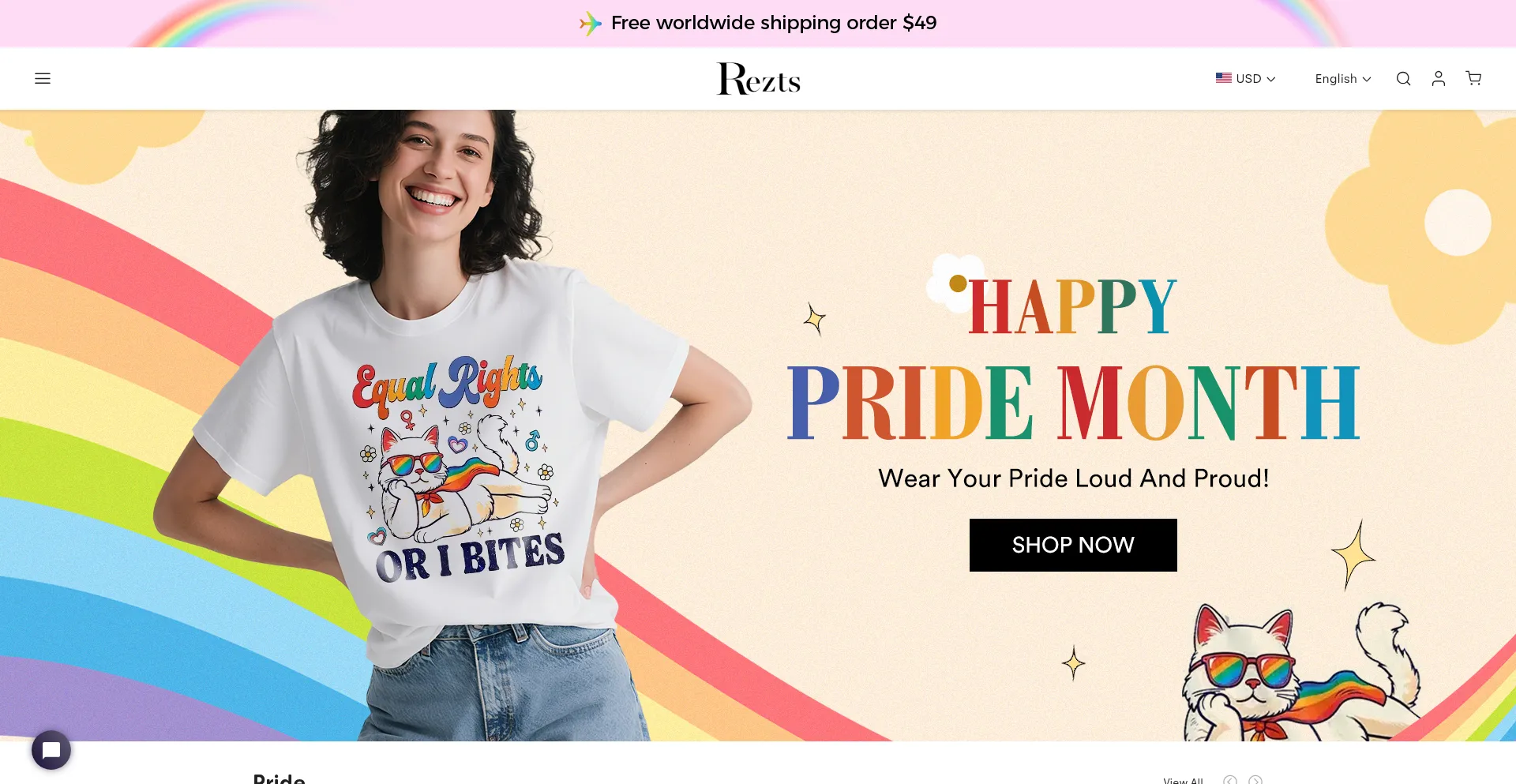 Website screenshot of Rezts.com