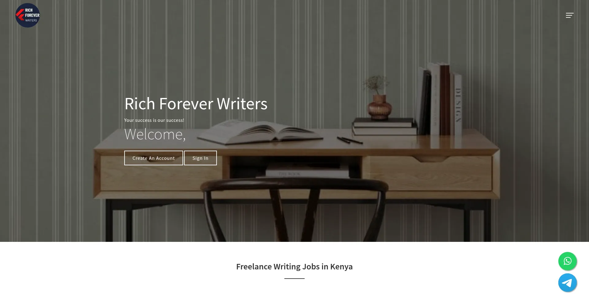 Website screenshot of Richforeverwriters.com