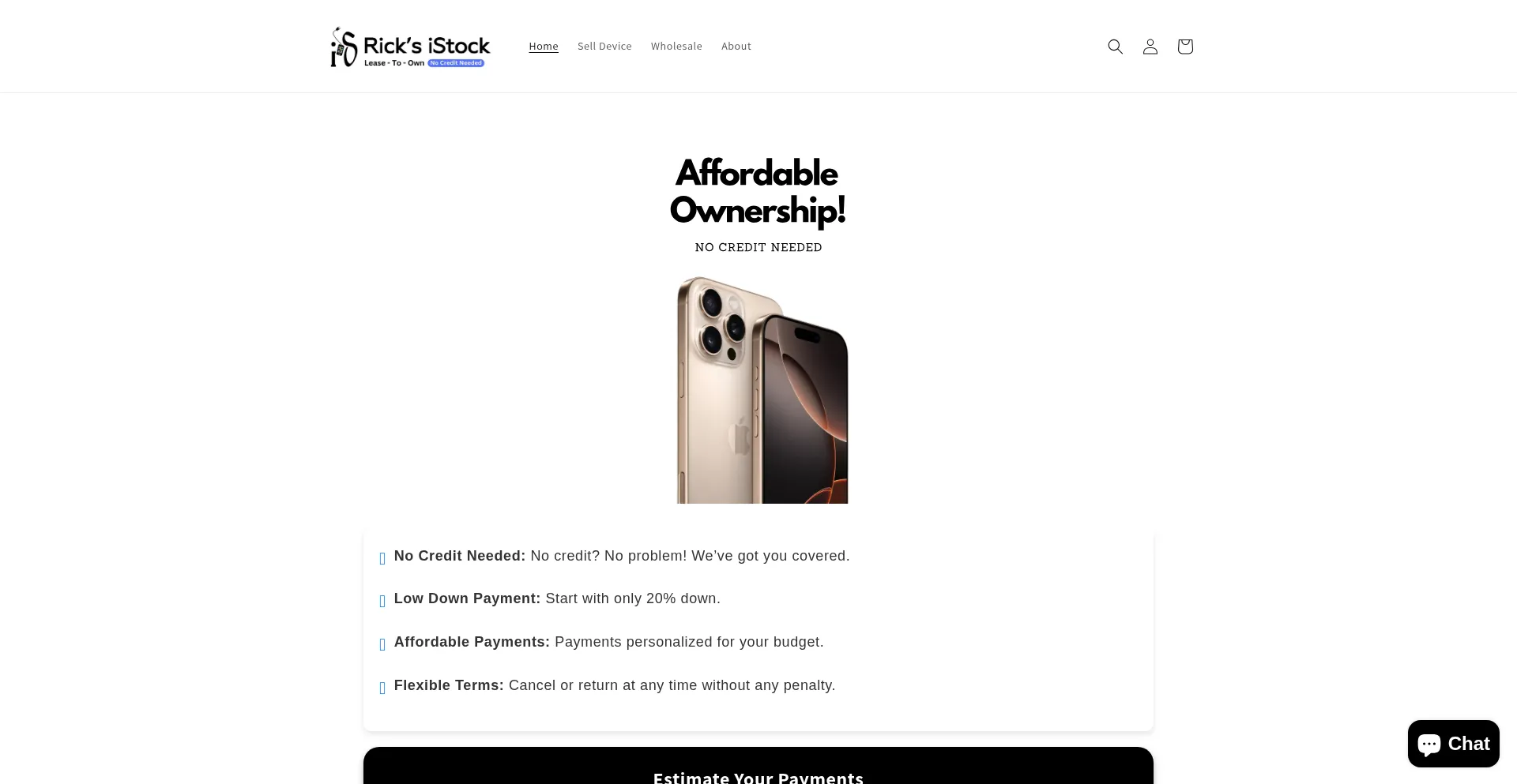 Website screenshot of Ricksistock.com