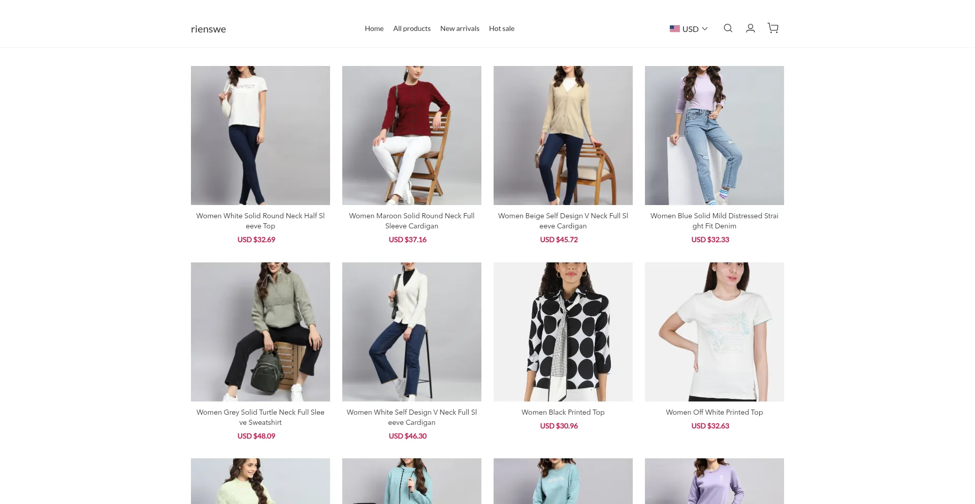 Website screenshot of Rienswe.com