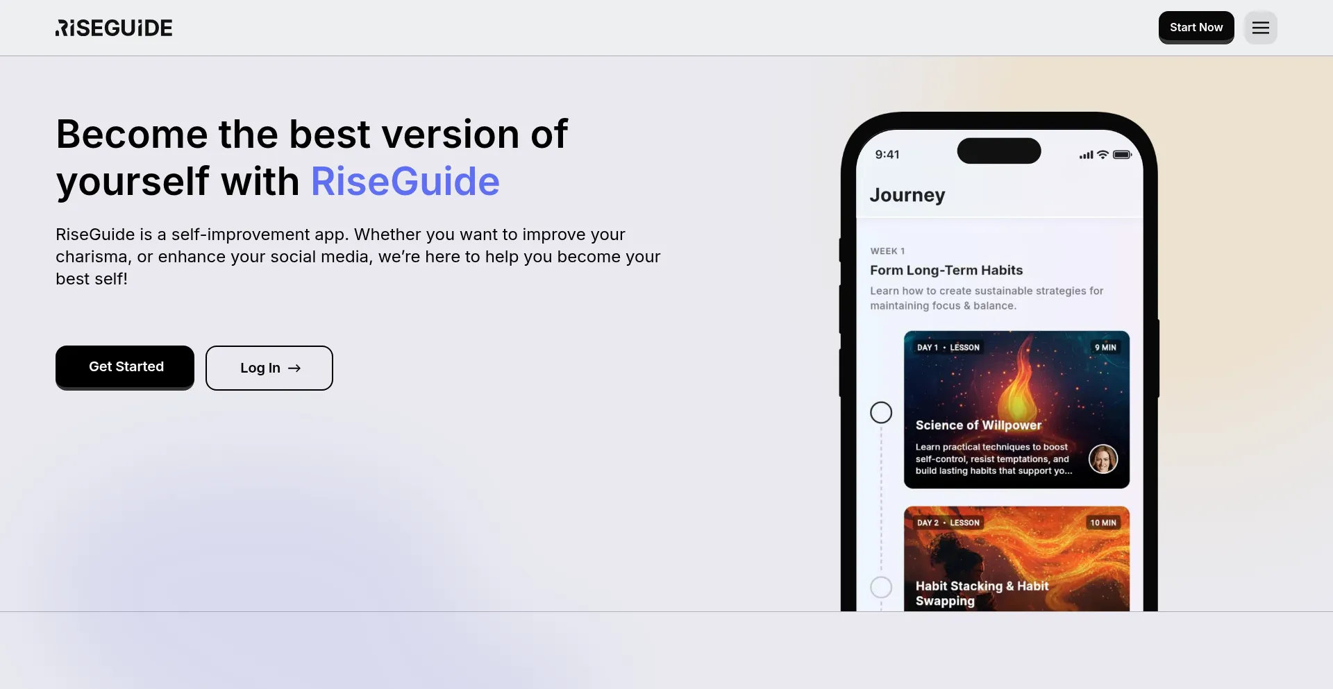 Website screenshot of Riseguide.com