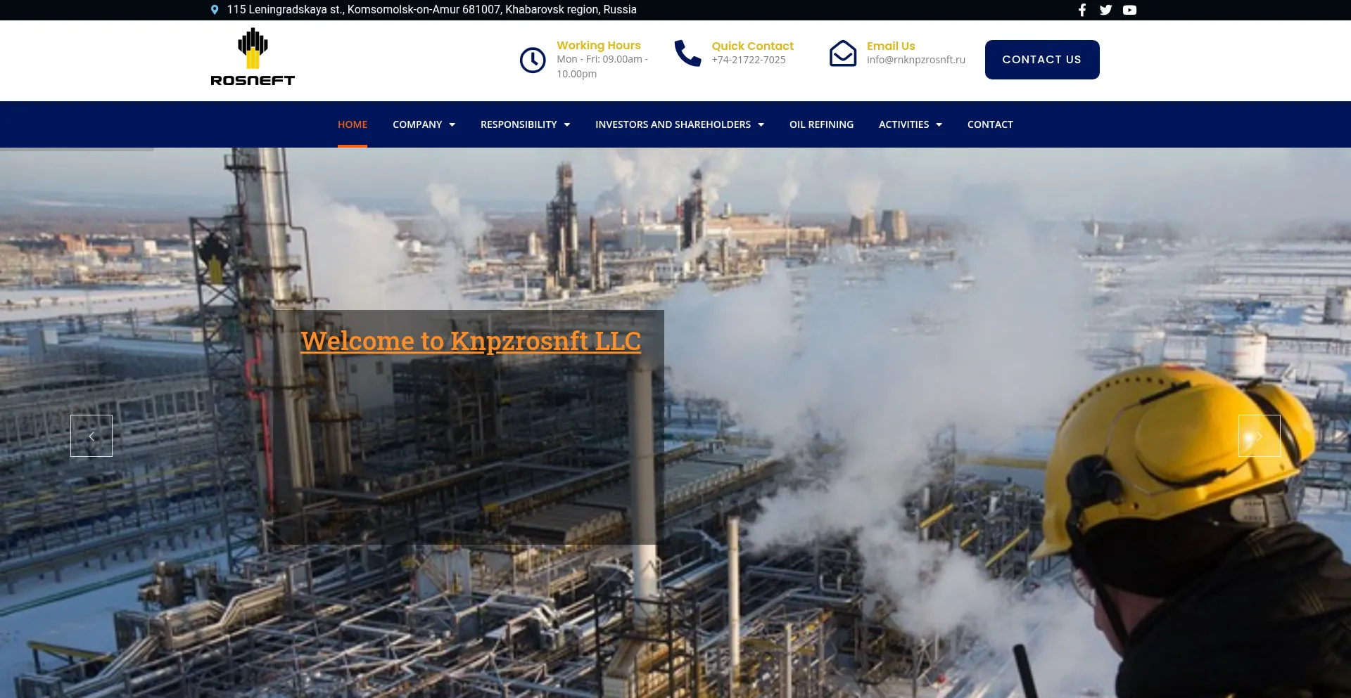 Website screenshot of Rnknpzrosnft.ru