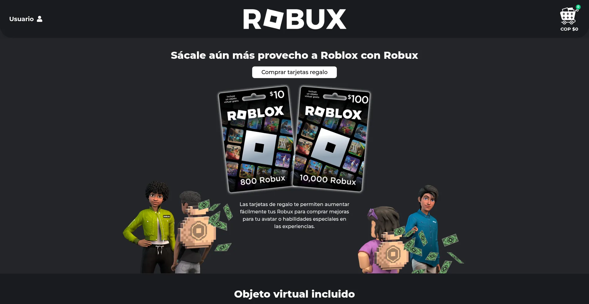 Website screenshot of Robux.com.co