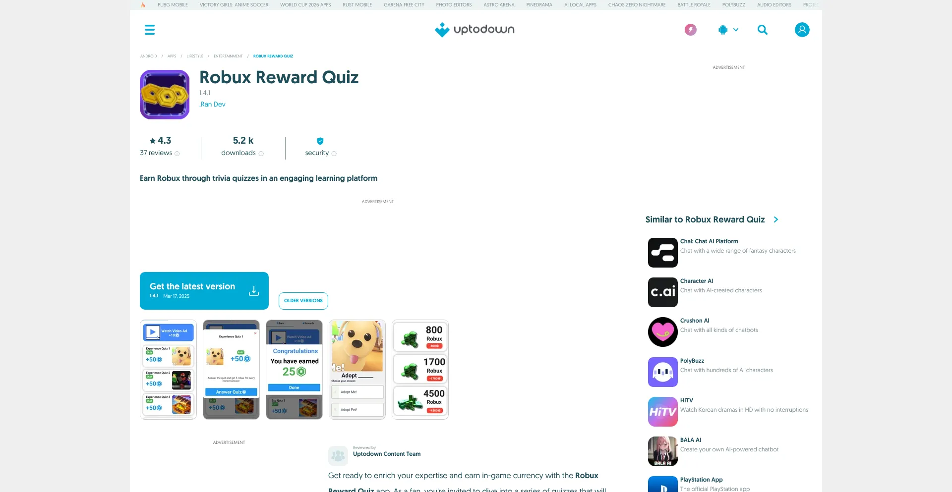 Robux-reward-quiz.en.uptodown.com