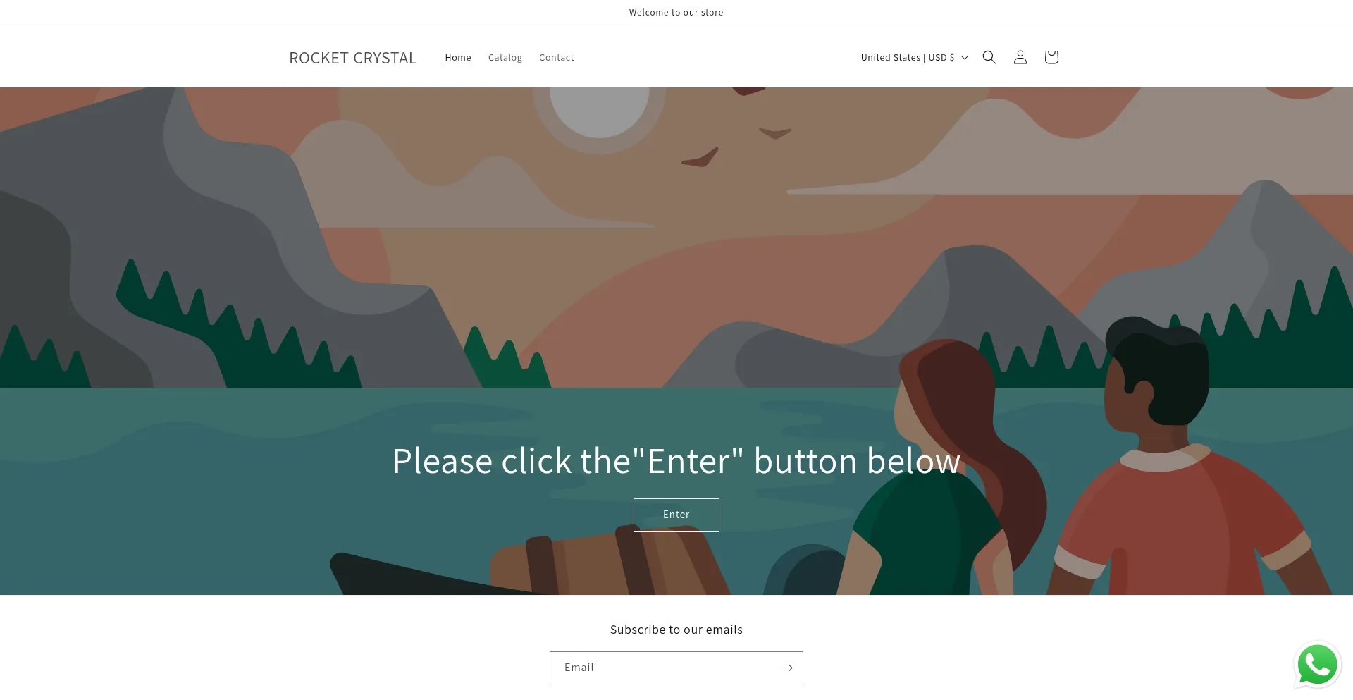 Website screenshot of Rocketcrystalhy.myshopify.com