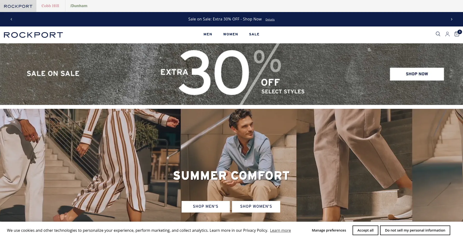 Website screenshot of Rockport.de