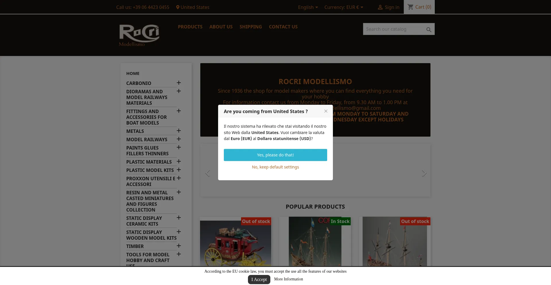 Website screenshot of Rocrimodellismo.com