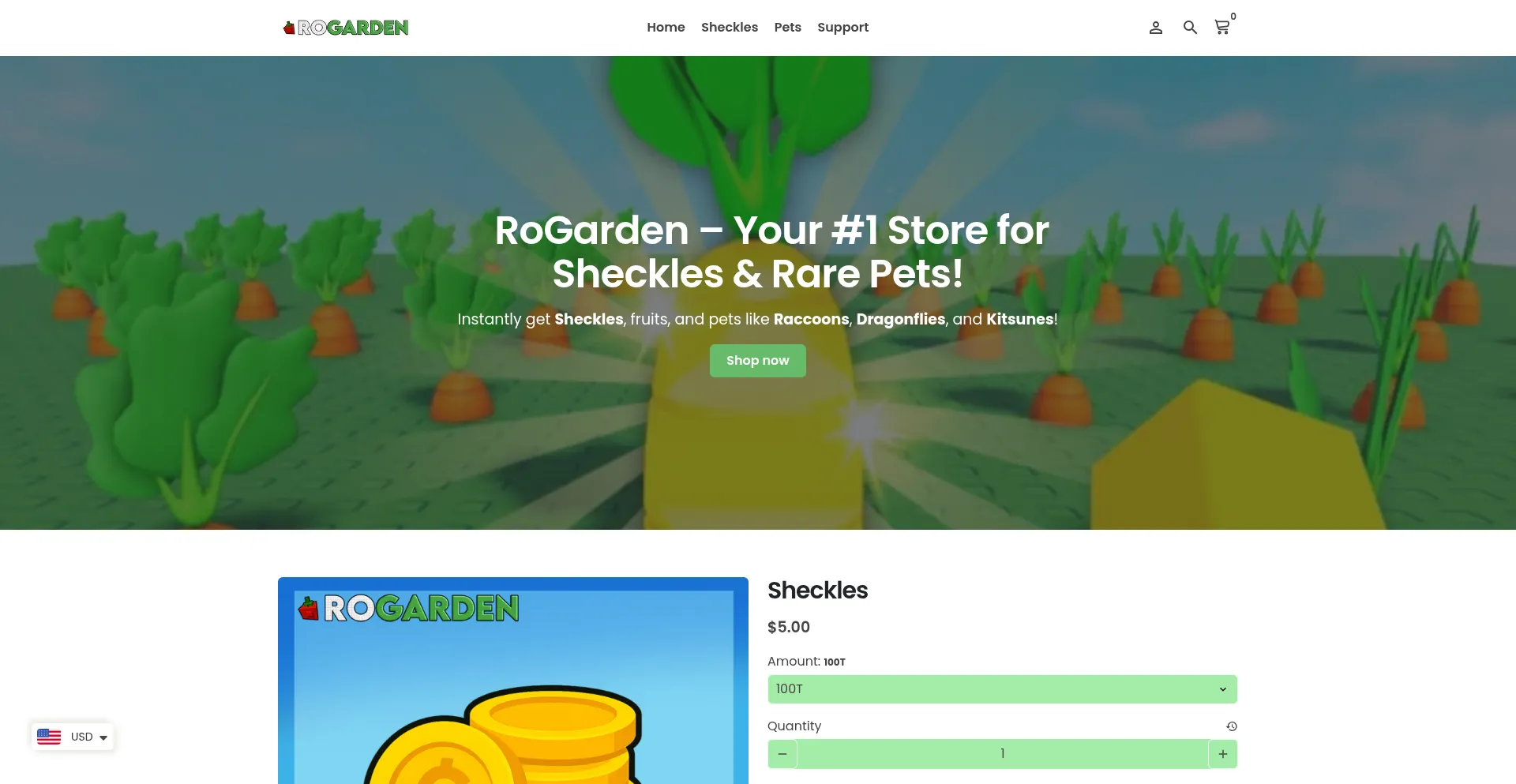 Website screenshot of Rogarden.gg