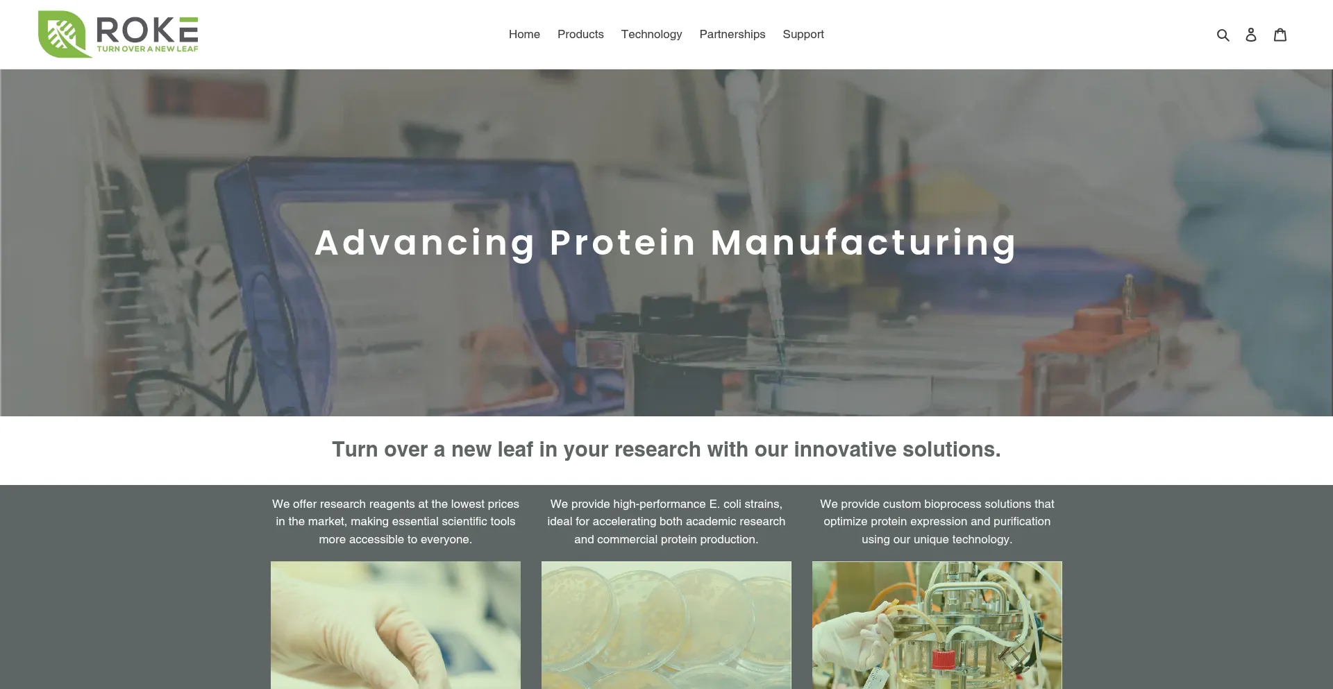 Website screenshot of Rokebio.com
