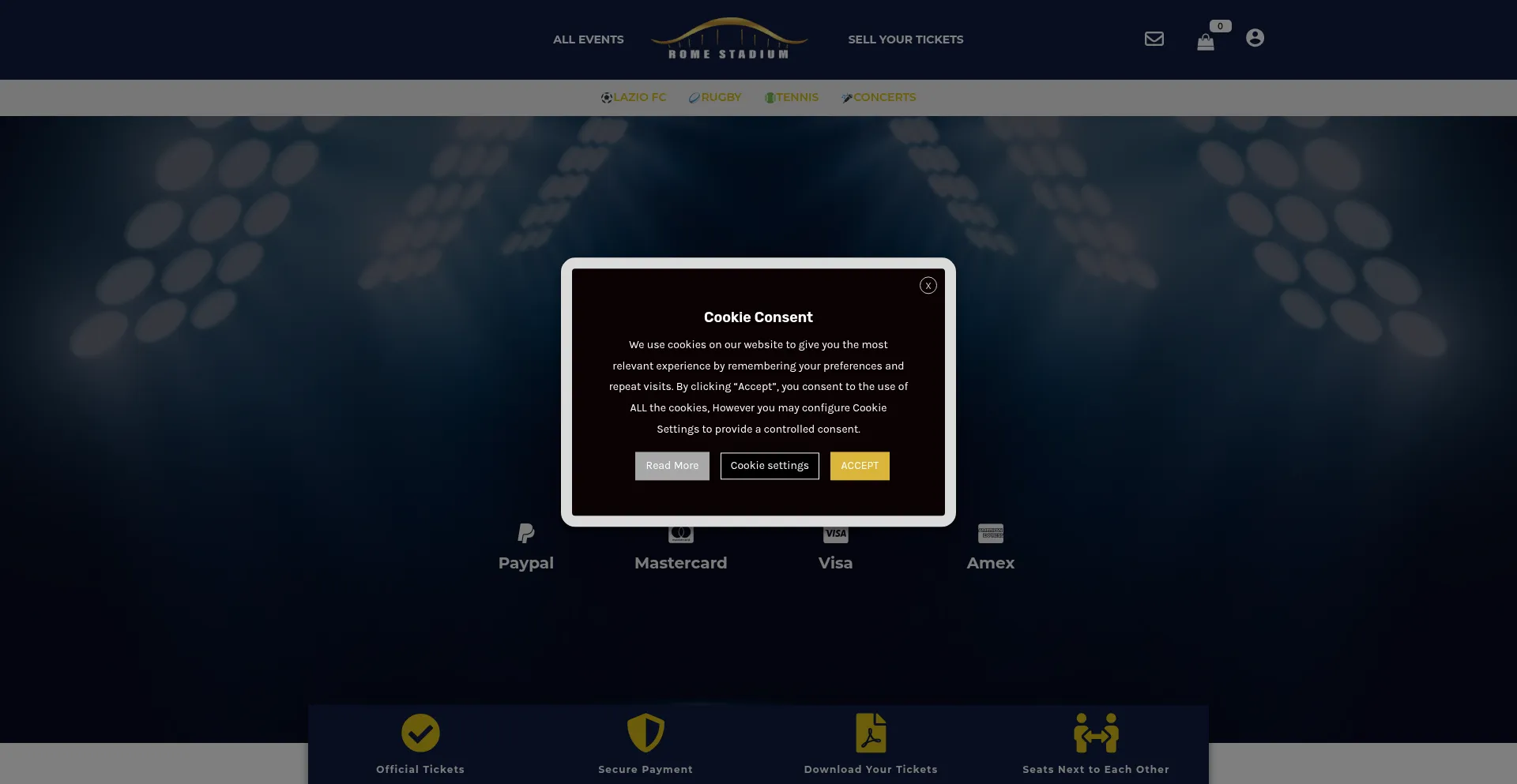 Website screenshot of Romestadium.com