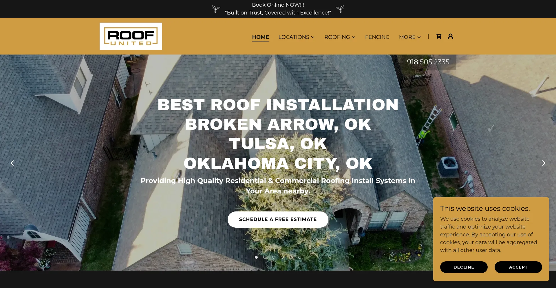 Website screenshot of Roofunited.com