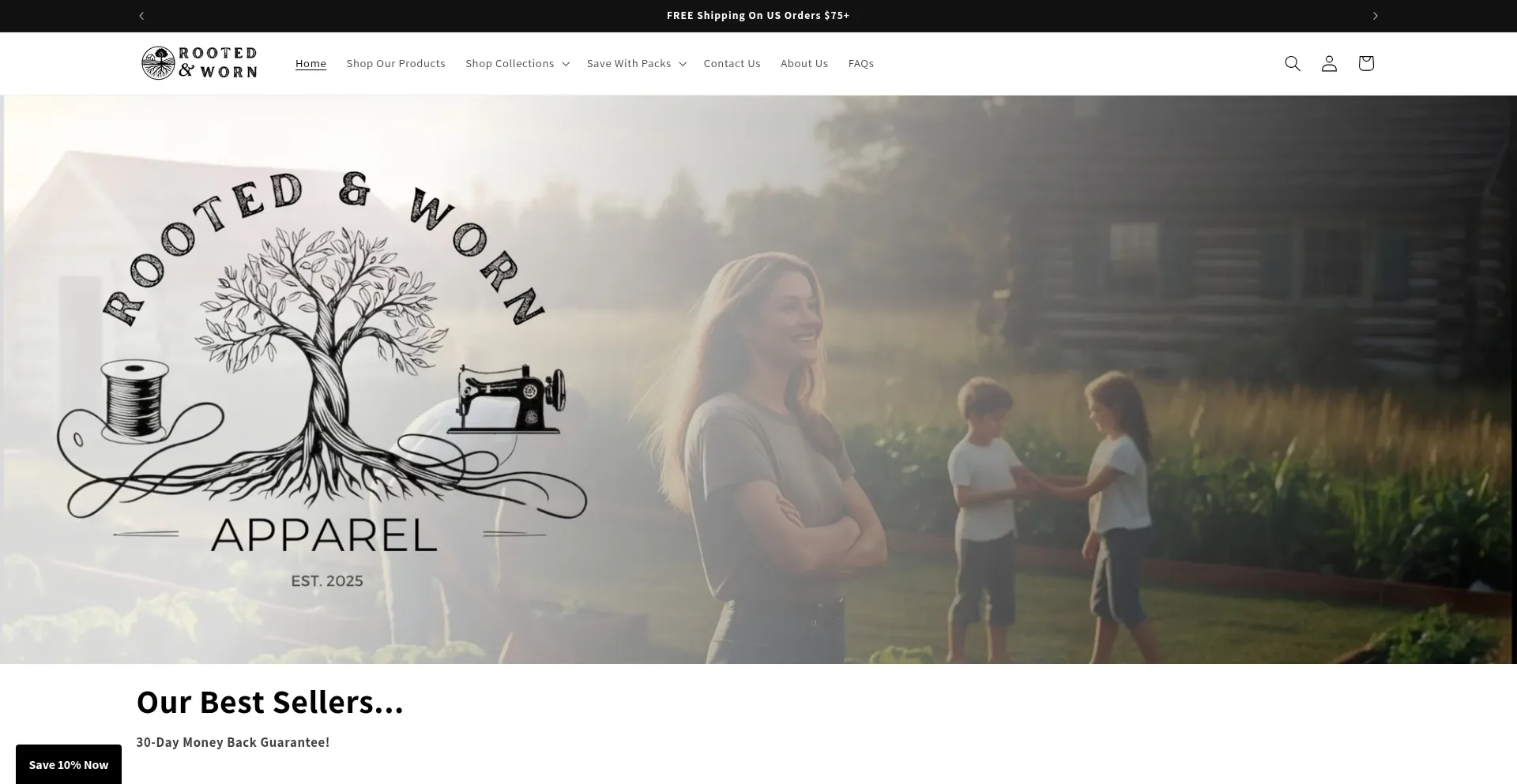Website screenshot of Rootedandworn.com
