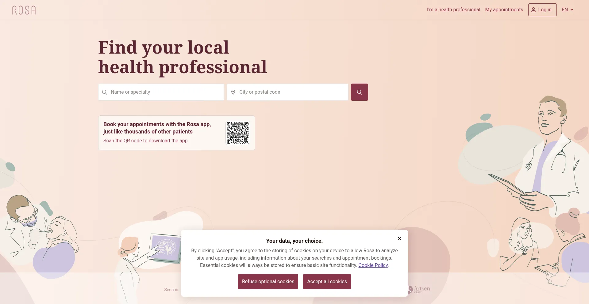 Website screenshot of Rosa.be