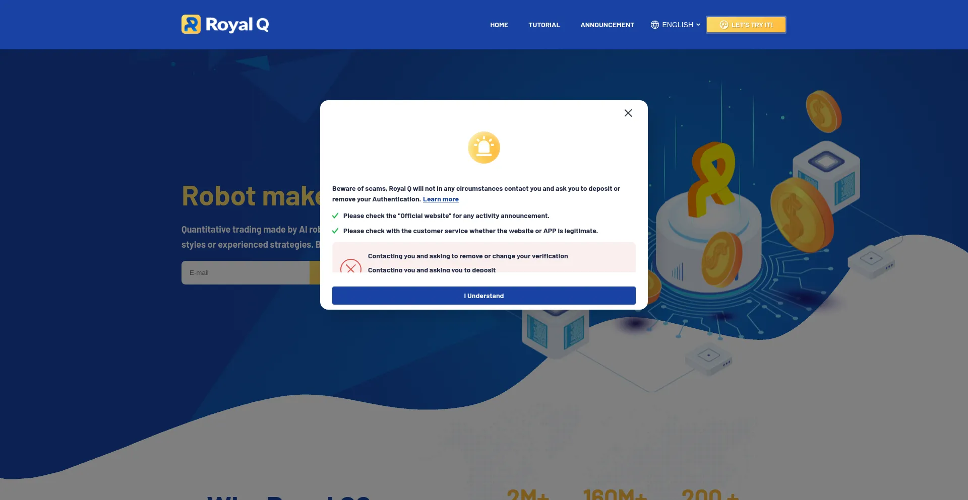 Website screenshot of Royalqs.com