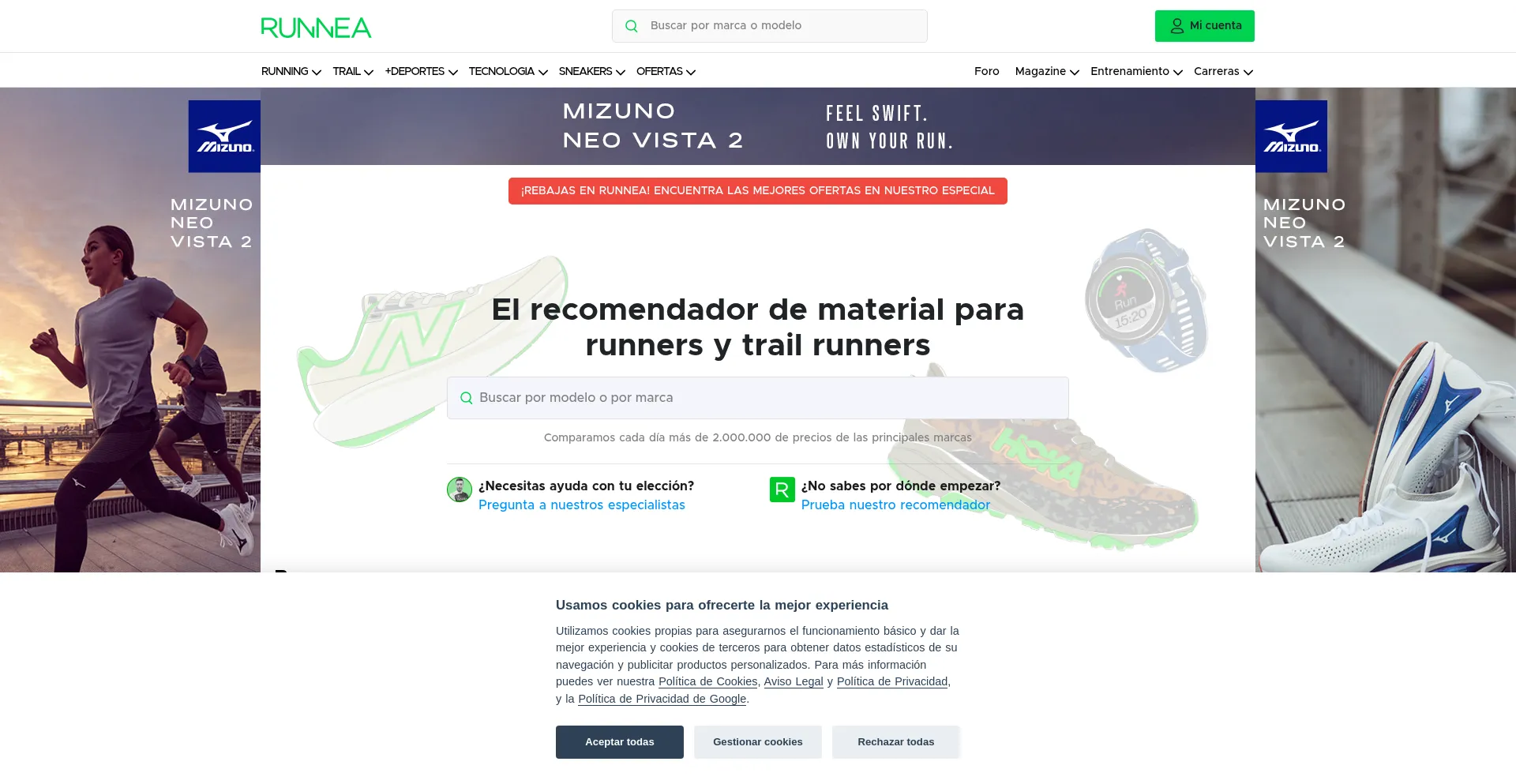 Website screenshot of Runnea.com