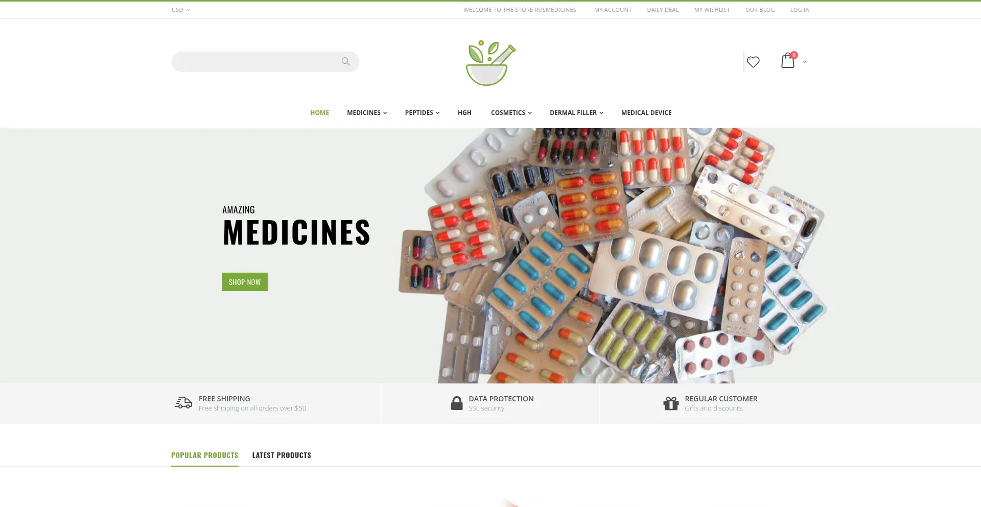 Website screenshot of Rusmedicines.cc
