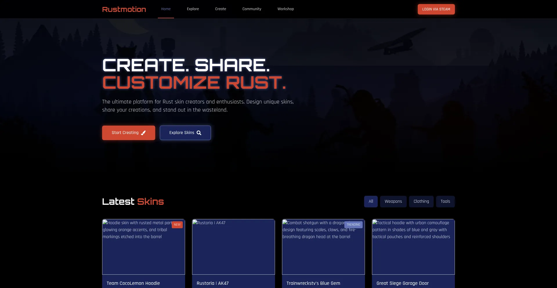 Website screenshot of Rustmotion.com