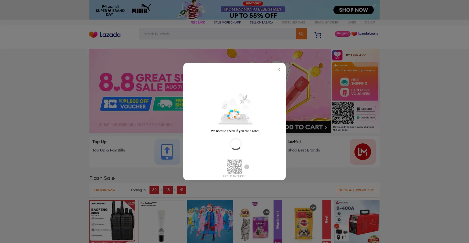Website screenshot of S.lazada.com.ph
