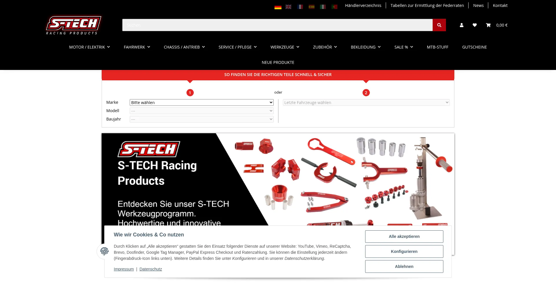 Website screenshot of S-tech-racing.de