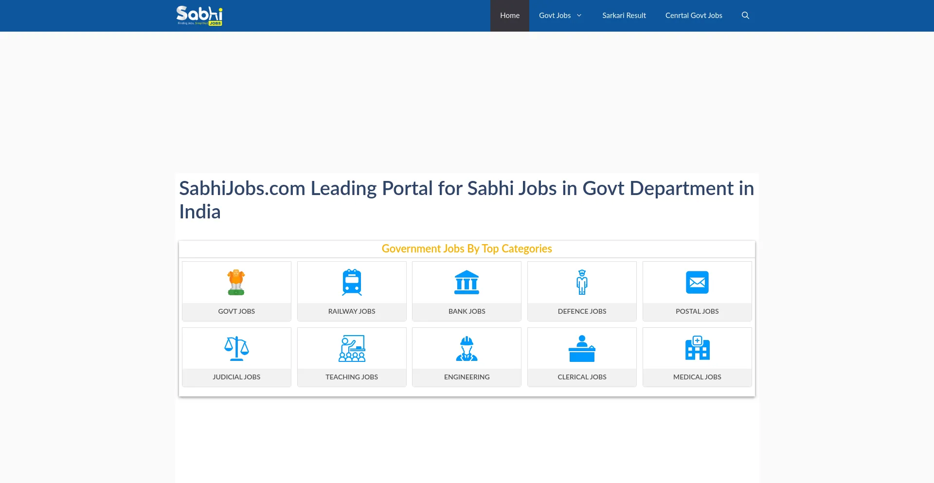Website screenshot of Sabhijobs.com