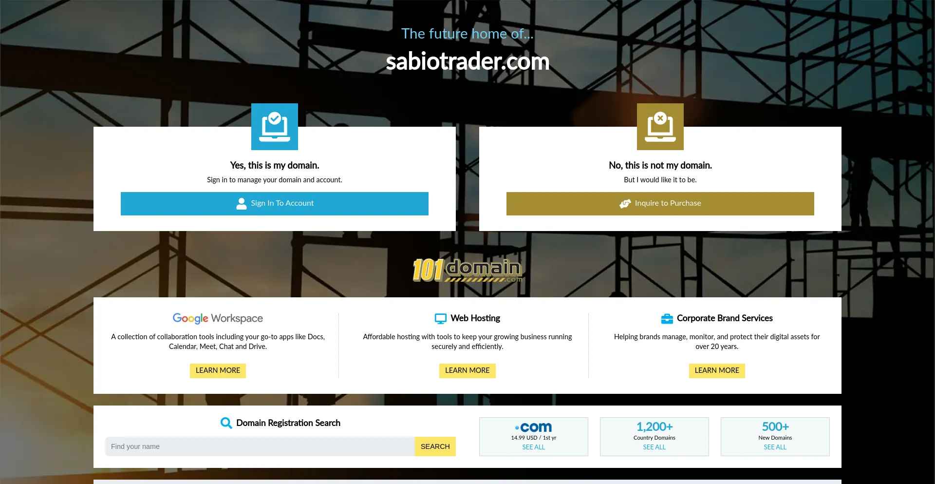 Website screenshot of Sabiotrader.com