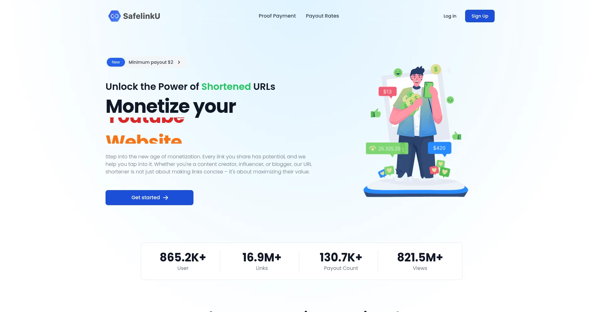 Website screenshot of Safelinku.com