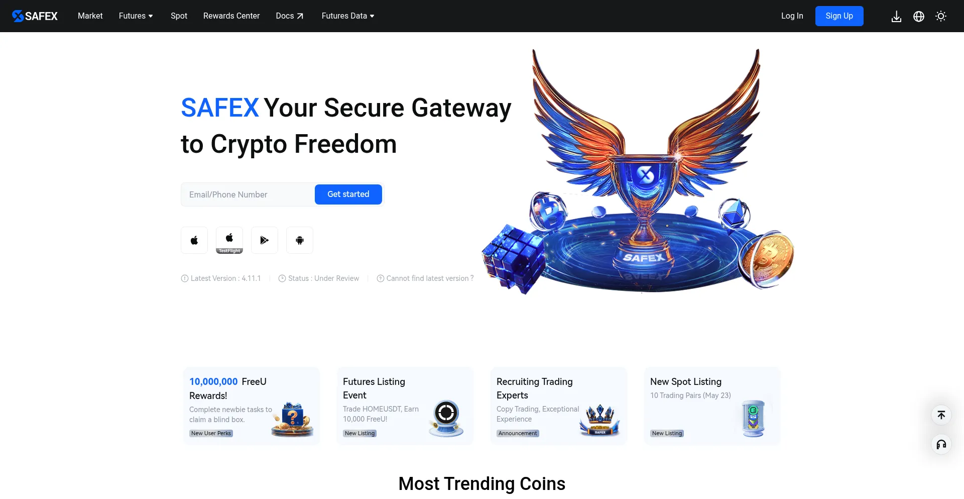 Website screenshot of Safex.trading