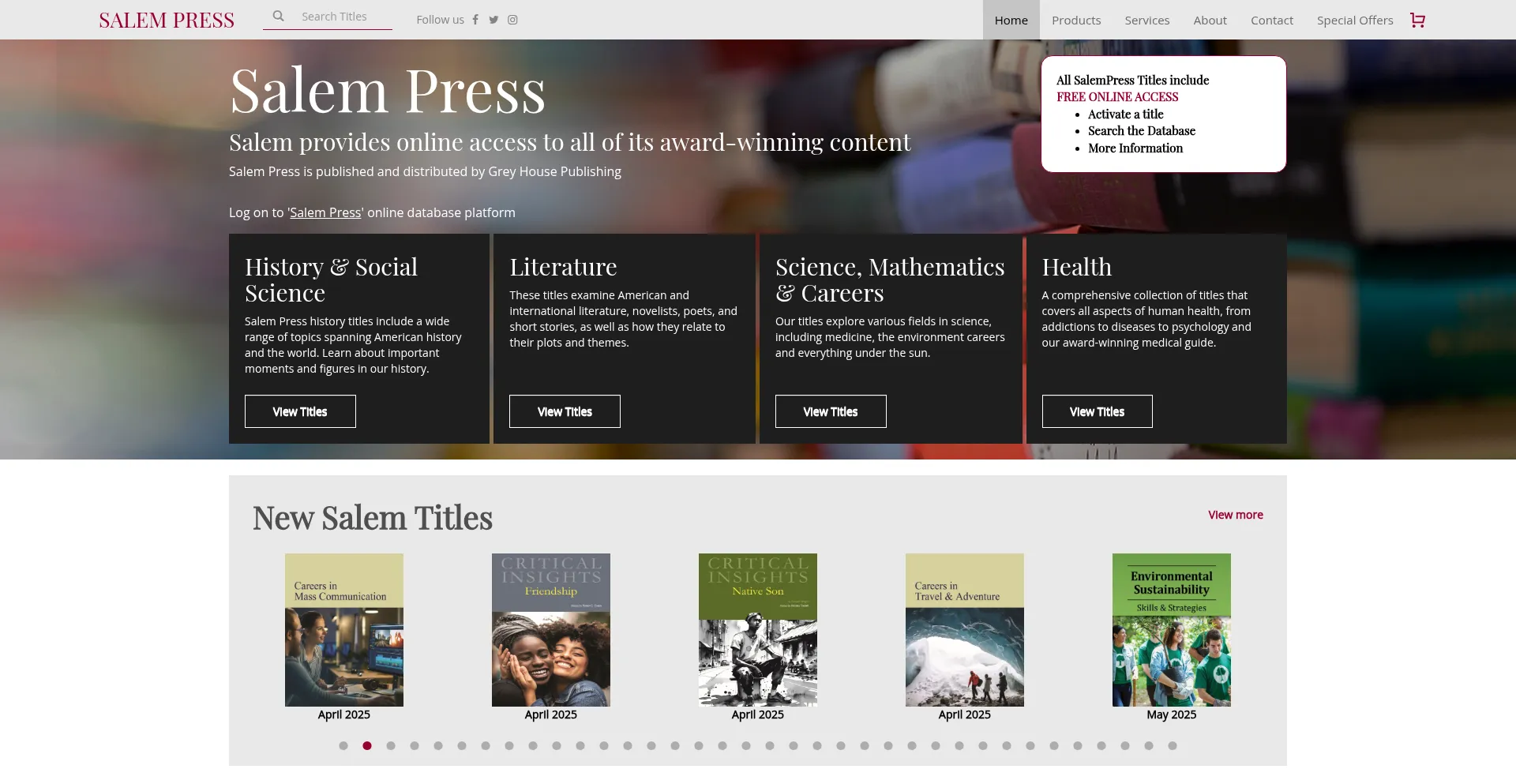 Website screenshot of Salempress.com