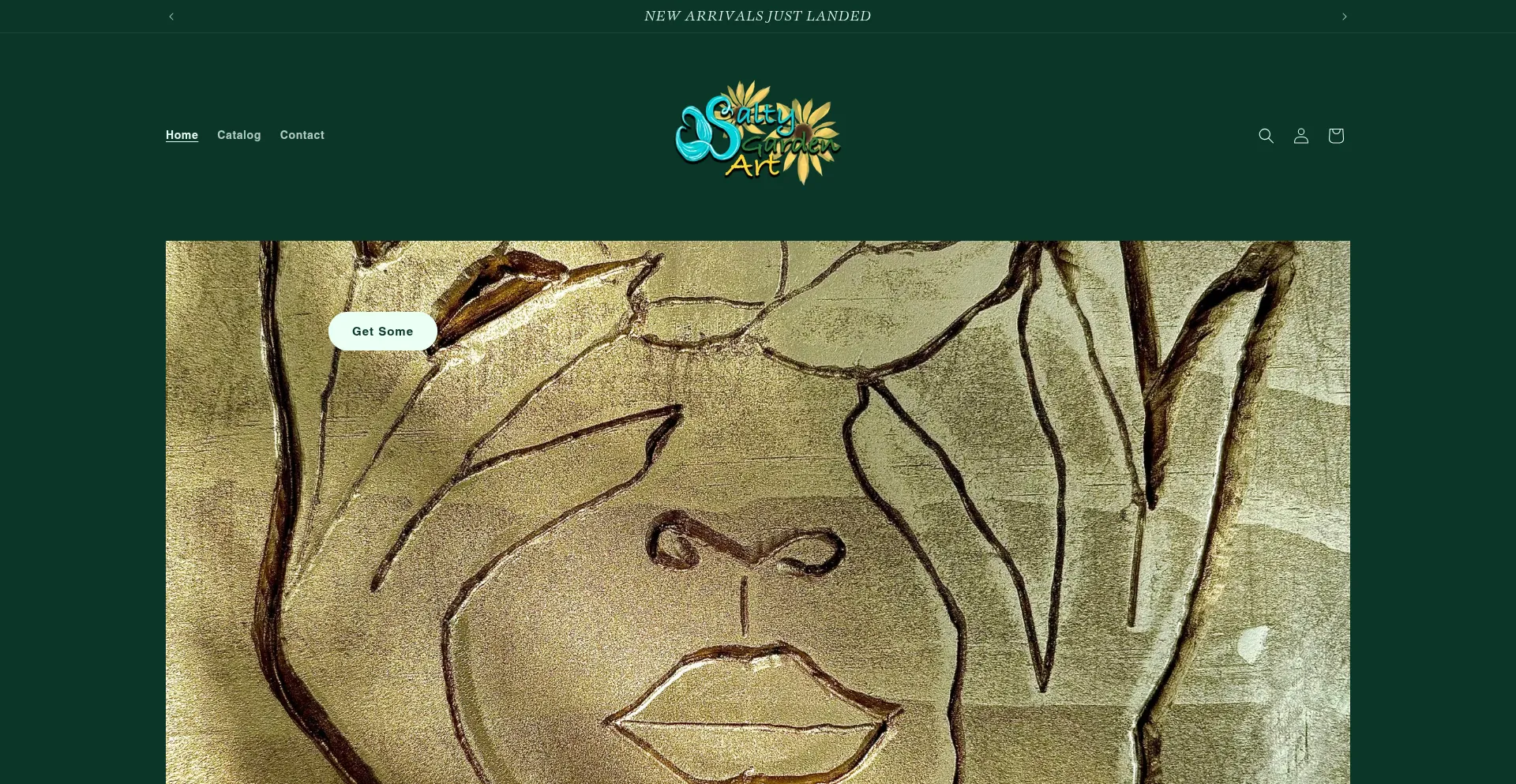 Website screenshot of Saltygardenart.myshopify.com