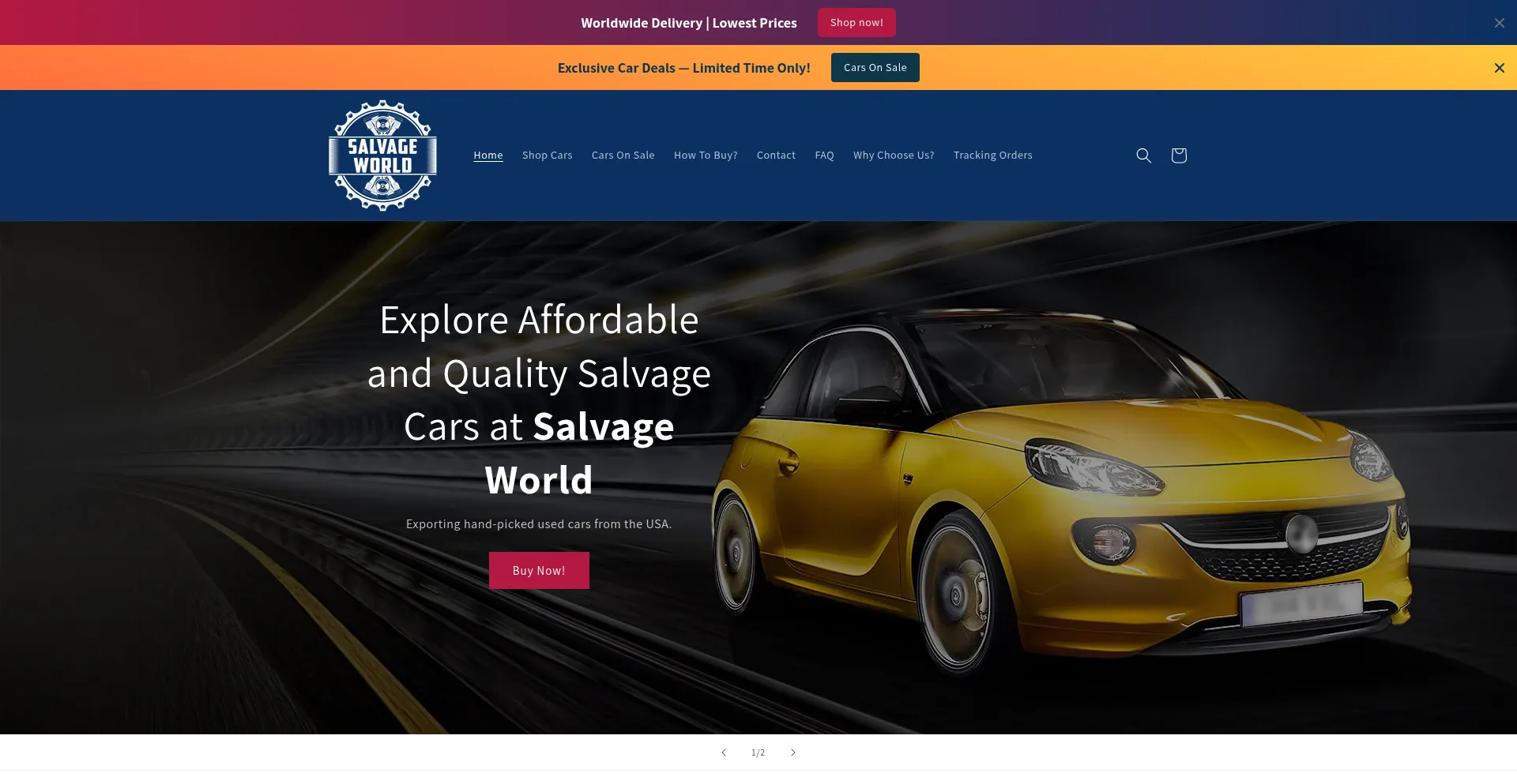 Website screenshot of Salvage-world.com